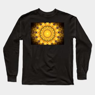 Golden Petal Mandala Kaleidoscope pattern Long Sleeve T-Shirt